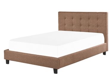 Čalúnená posteľ 140 x 200 cm hnedá LA ROCHELLE