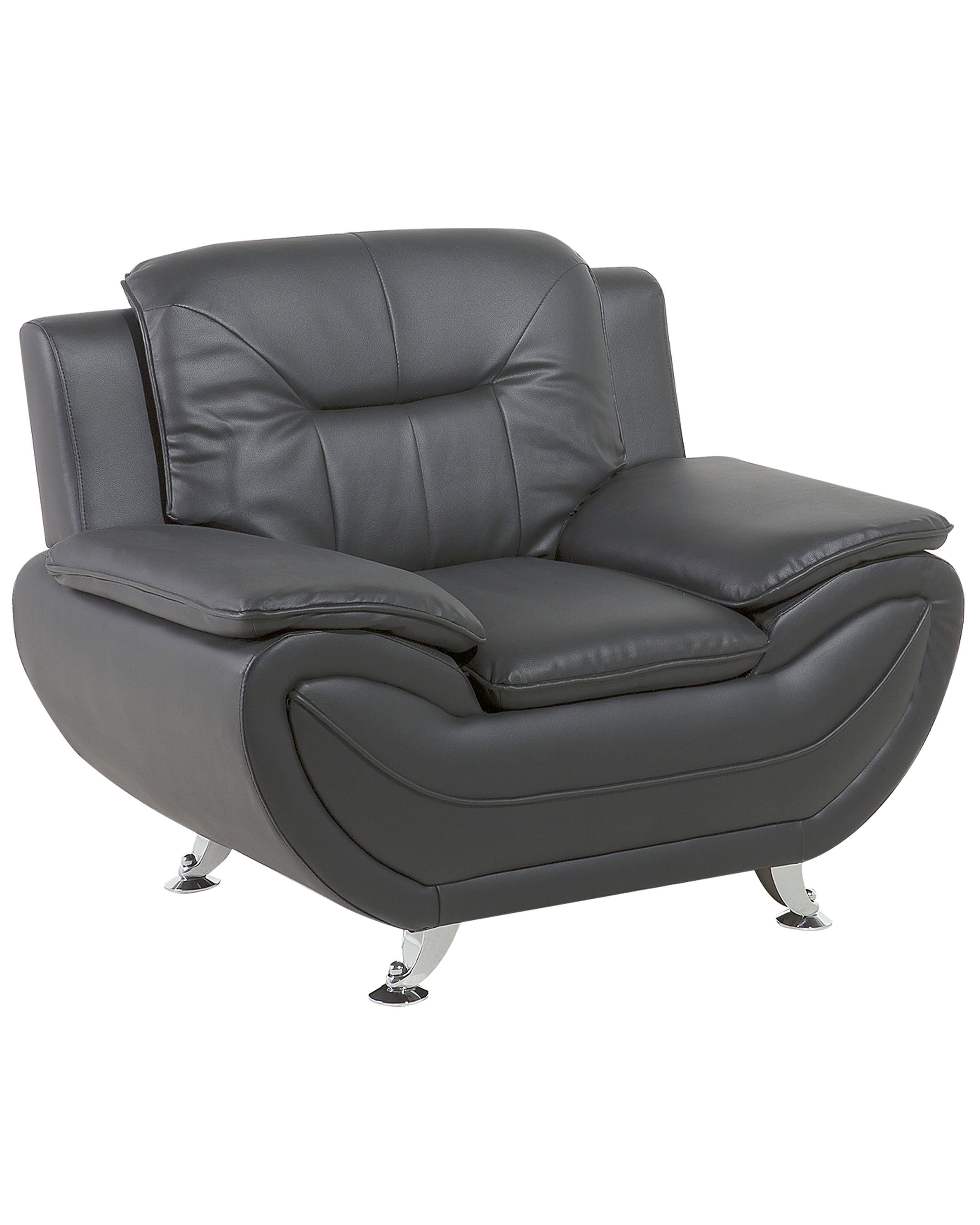 Fauteuil En Simili Cuir Gris Leira Beliani Fr Fauteuil En Simili Cuir Gris Leira Beliani Fr