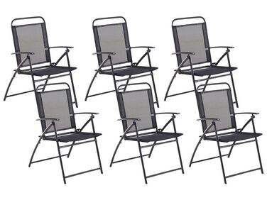 Sada 6 záhradných stoličiek čierne oceľové skladacie LIVO