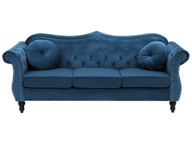 3-Sitzer Sofa Samtstoff marineblau SKIEN