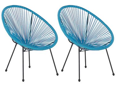 Set of 2 PE Rattan Accent Chairs Blue ACAPULCO II