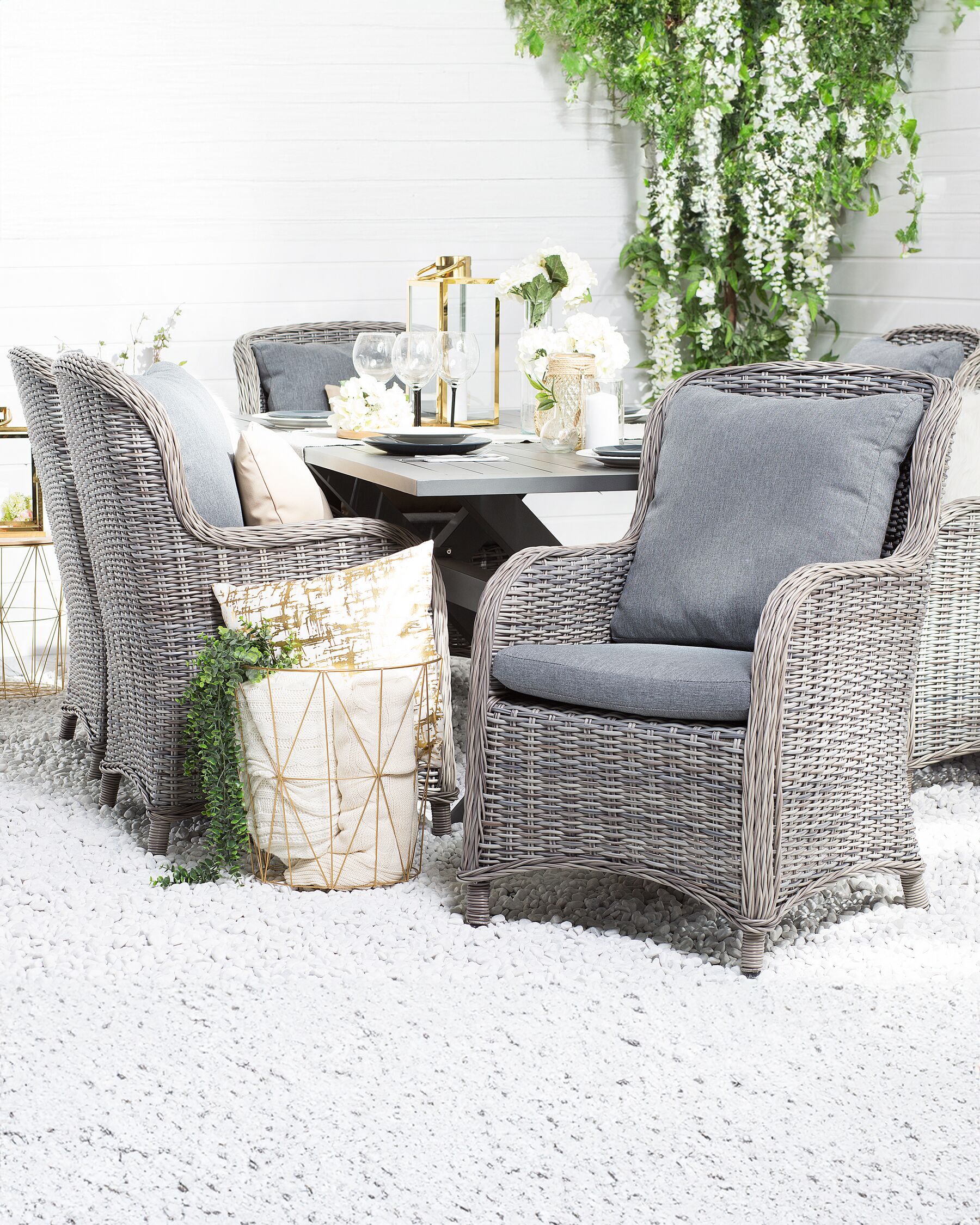 Set of 2 Faux Rattan Garden Chairs Grey CASCAIS | Beliani.co.uk