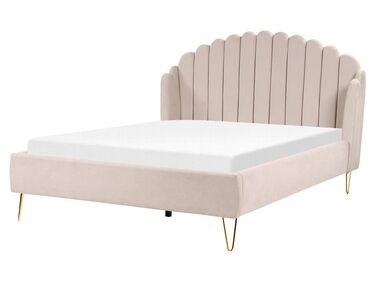 Fabric EU King Size Bed Beige AMBILLOU