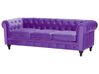 3 Seater Velvet Fabric Sofa Purple CHESTERFIELD_705643