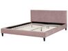 Łóżko welurowe 180 x 200 cm różowe FITOU_861250