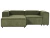 Canapé d'angle à droite 2 places modulable en velours côtelé vert APRICA_897102