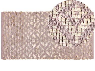 Teppich Baumwolle beige / rosa geometrisches Muster 80 x 150 cm Kurzflor GERZE
