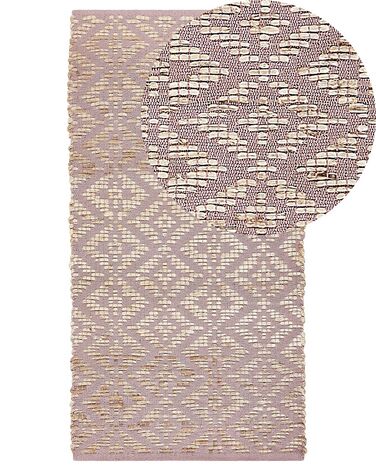 Dywan bawełniany 80 x 150 cm beżowy z różowym GERZE