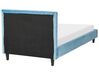 Cama de solteiro em veludo azul 90 x 200 cm FITOU_875371