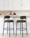 Set of 2 Boucle Bar Chairs Dark Green ALLISON_913889