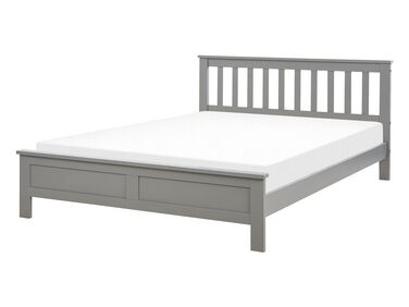 Wooden EU Double Size Bed Grey MAYENNE