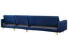 Left Hand Modular Velvet Sofa with Ottoman Navy Blue ABERDEEN_752381