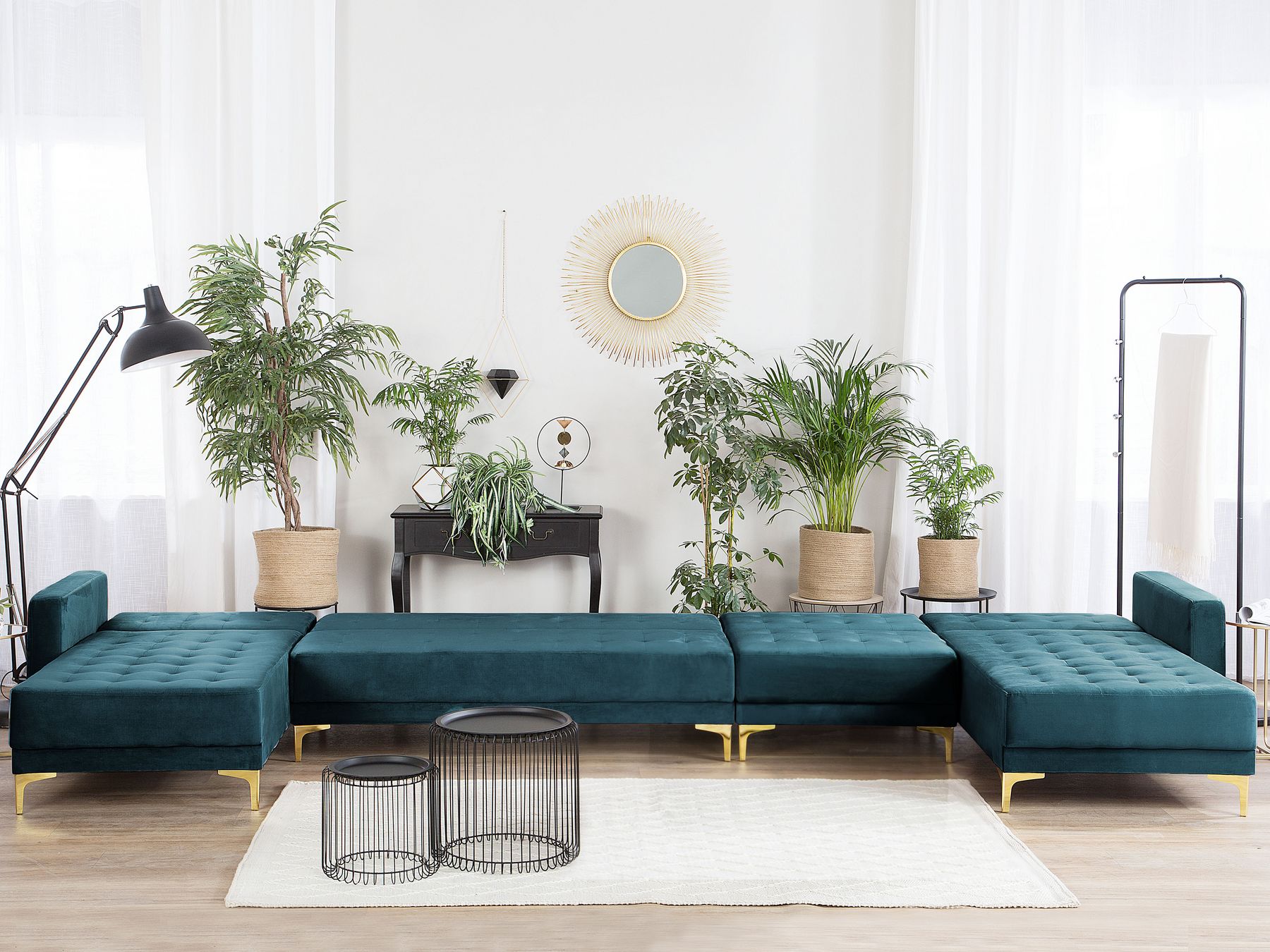 Wohnlandschaft Samtstoff blaugrün ABERDEEN | Beliani.de