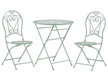 Ensemble de terrasse bistrot table et 2 chaises vertes TRENTO