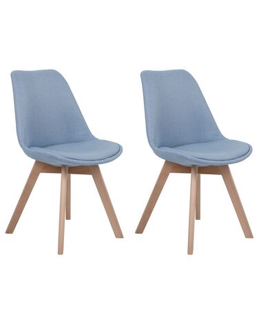 Conjunto de 2 sillas de comedor de poliéster azul claro/madera clara DAKOTA II