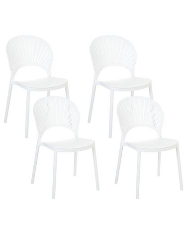 Conjunto de 4 cadeiras de jantar em plástico branco OSTIA
