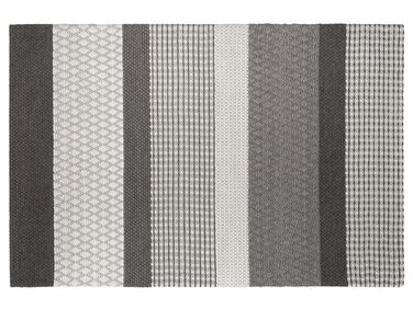Teppich Wolle grau 140 x 200 cm Streifenmuster Kurzflor AKKAYA