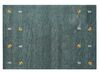 Alfombra gabbeh de lana verde oscuro/amarillo/gris 140 x 200 cm CALTI_870304