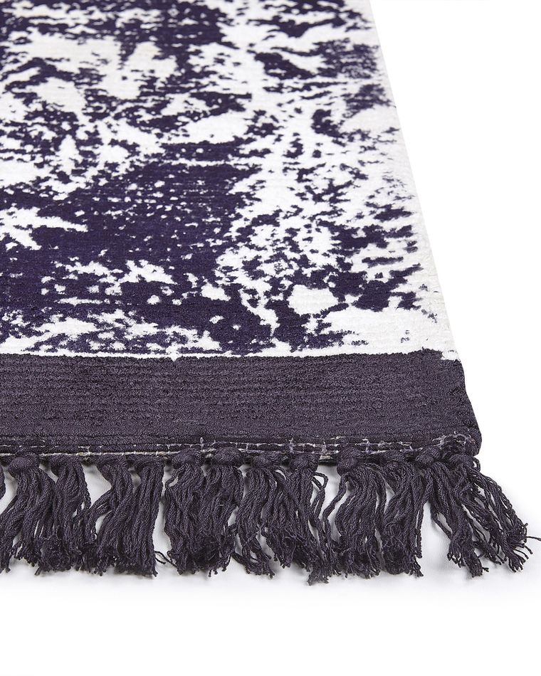 Grand Tapis Oriental Patchwork Vintage 240x160 Cm - Violet, Aspect Usé Moderne, Laine