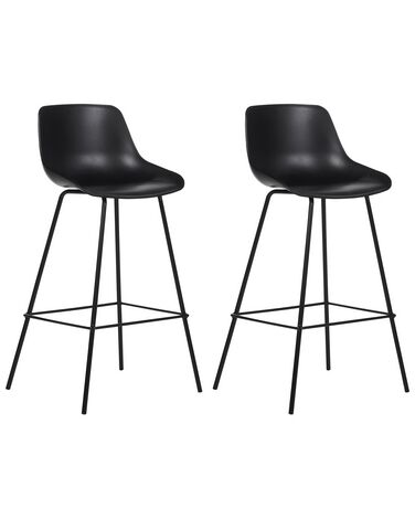 Set of 2 Bar Chairs Black EMMET