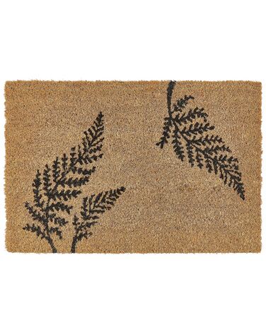 Fußmatte Blättermotiv Kokosfaser naturfarben / schwarz 40 x 60 cm GUIWAN