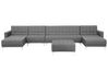 Canapé panoramique convertible en tissu gris clair 6 places avec pouf ABERDEEN_716013