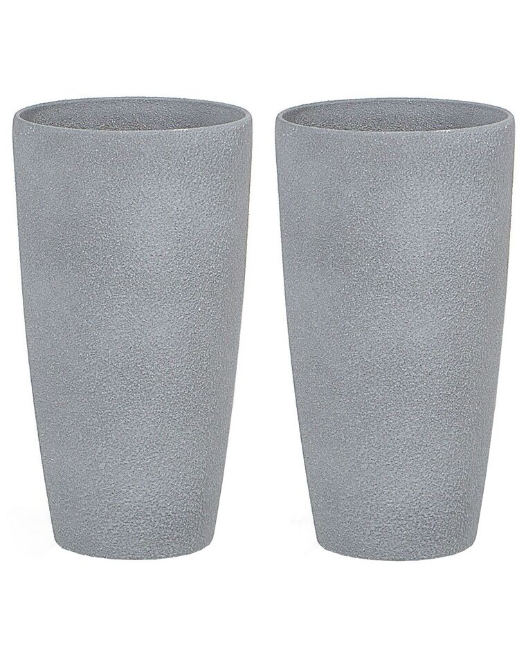 Conjunto de 2 vasos para plantas em pedra cinzenta 23 x 23 x 43 cm ABDERA_841238