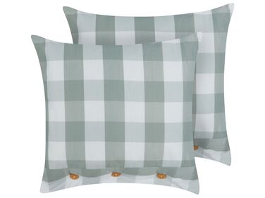 Set of 2 Cushions Checked 45 x 45 cm Mint Green TAMNINE