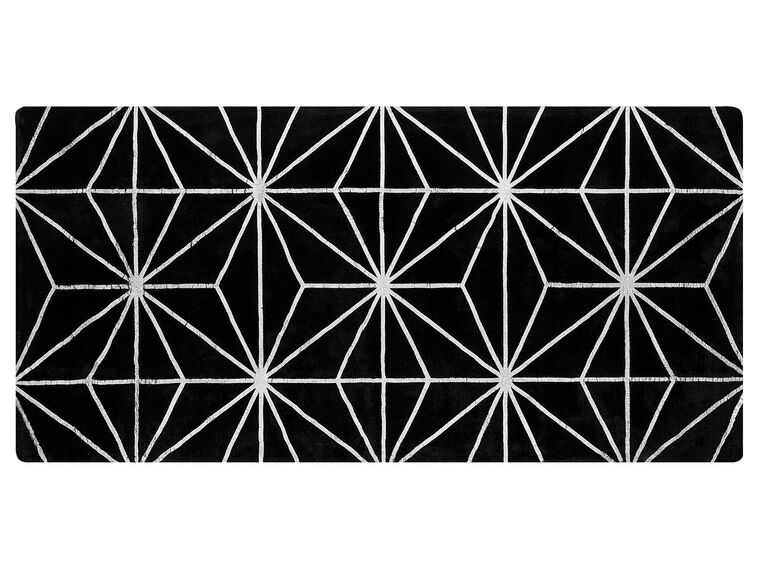 Tapis en viscose noire et argentée avec motif abstrait 80 x 150 cm SIBEL_762598