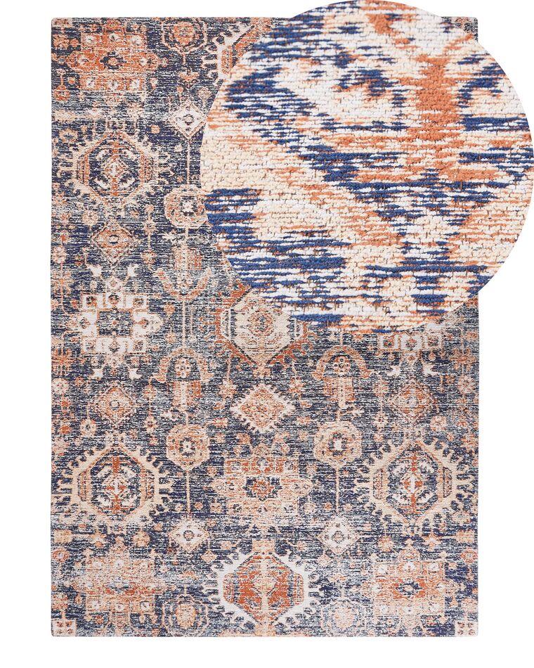 Cotton Area Rug 140 x 200 cm Blue and Red KURIN_862967