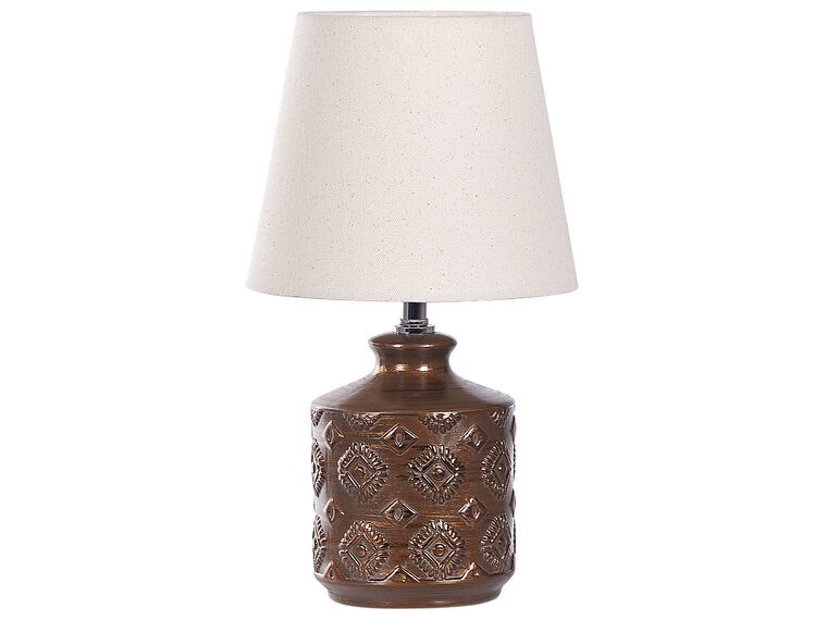 Lampada da tavolo ceramica rame e beige chiaro 35 cm ROSANNA_833948