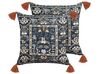 Set of 2 Velvet Cushions Floral Pattern with Tassels 45 x 45 cm Multicolour PANAX_839029