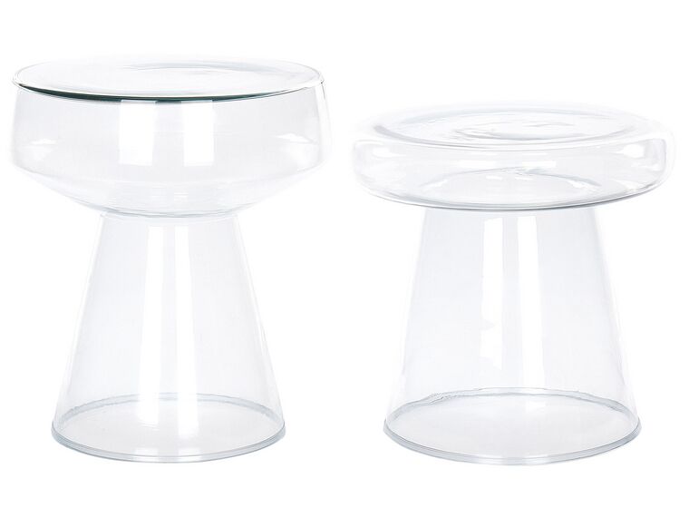 Átlátszó üveg kisasztal kétdarabos szettben LAGUNA/CALDERA_883287