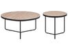 Set of 2 Coffee Tables Light Wood with Black MELODY Big and Medium_745196