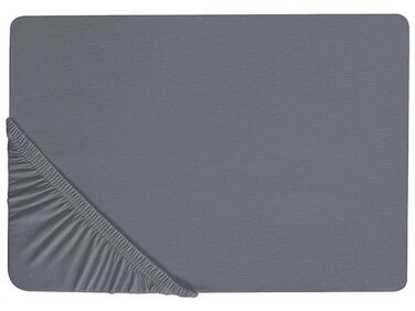 Cotton Fitted Sheet 140 x 200 cm Dark Grey JANBU