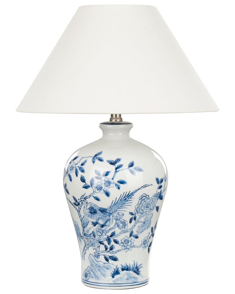Lampada da tavolo porcellana bianca e blu 55 cm MAGROS Lampada da tavolo porcellana bianca e blu 55 cm MAGROS