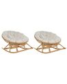 Set of 2 Rattan Rocking Chairs Natural and Light Beige ORVIETO_878369