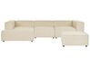 Right Hand 3 Seater Modular Linen Corner Sofa with Ottoman Beige APRICA_856904