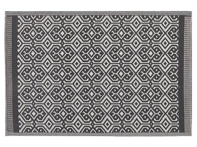 Outdoor Teppich schwarz 120 x 180 cm geometrisches Muster Kurzflor BARMER_786049