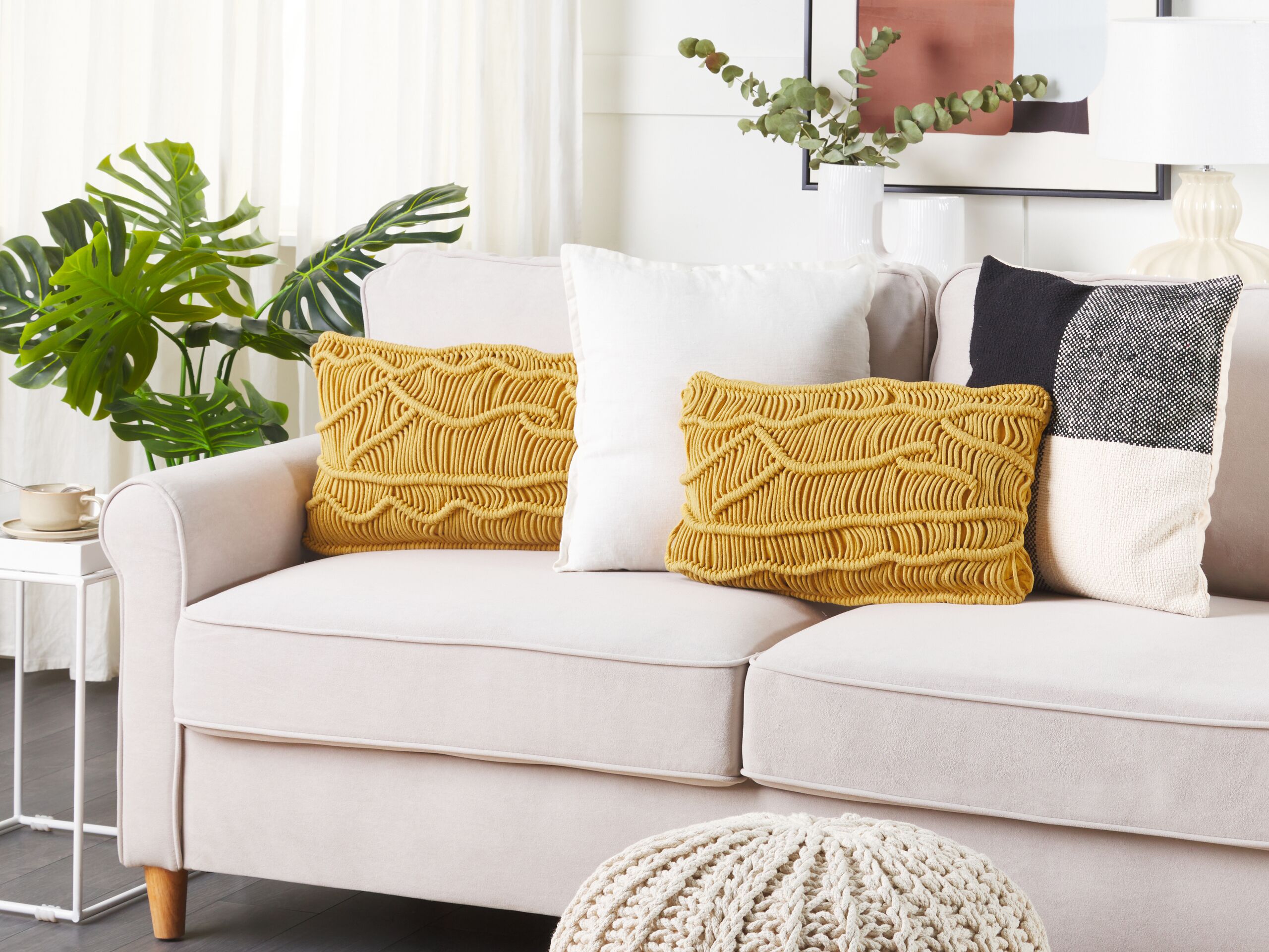 Conjunto de 2 almofadas decorativas amarelas 30 x 50 cm KIRIS