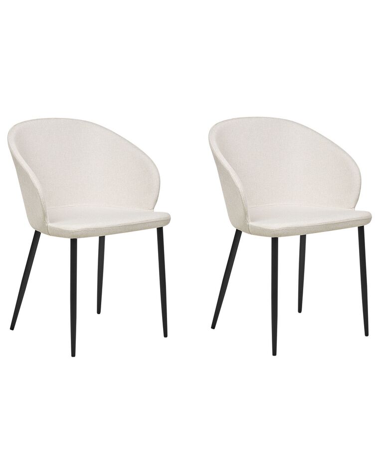 Set of 2 Fabric Dining Chairs Light Beige MASON_883546