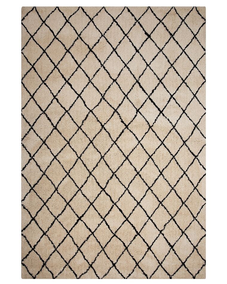 Teppich beige / schwarz 200 x 300 cm geometrisches Muster Kurzflor MIDYAT _760063