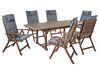 6 Seater Acacia Wood Garden Dining Set with Grey Cushions AMANTEA_880488
