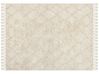 Teppich Baumwolle hellbeige 160 x 230 cm marokkanisches Muster Kurzflor SILCHAR_849126