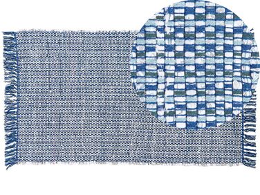 Tappeto blu marino rettangolare in cotone fatto a mano - 80x150cm - BESNI