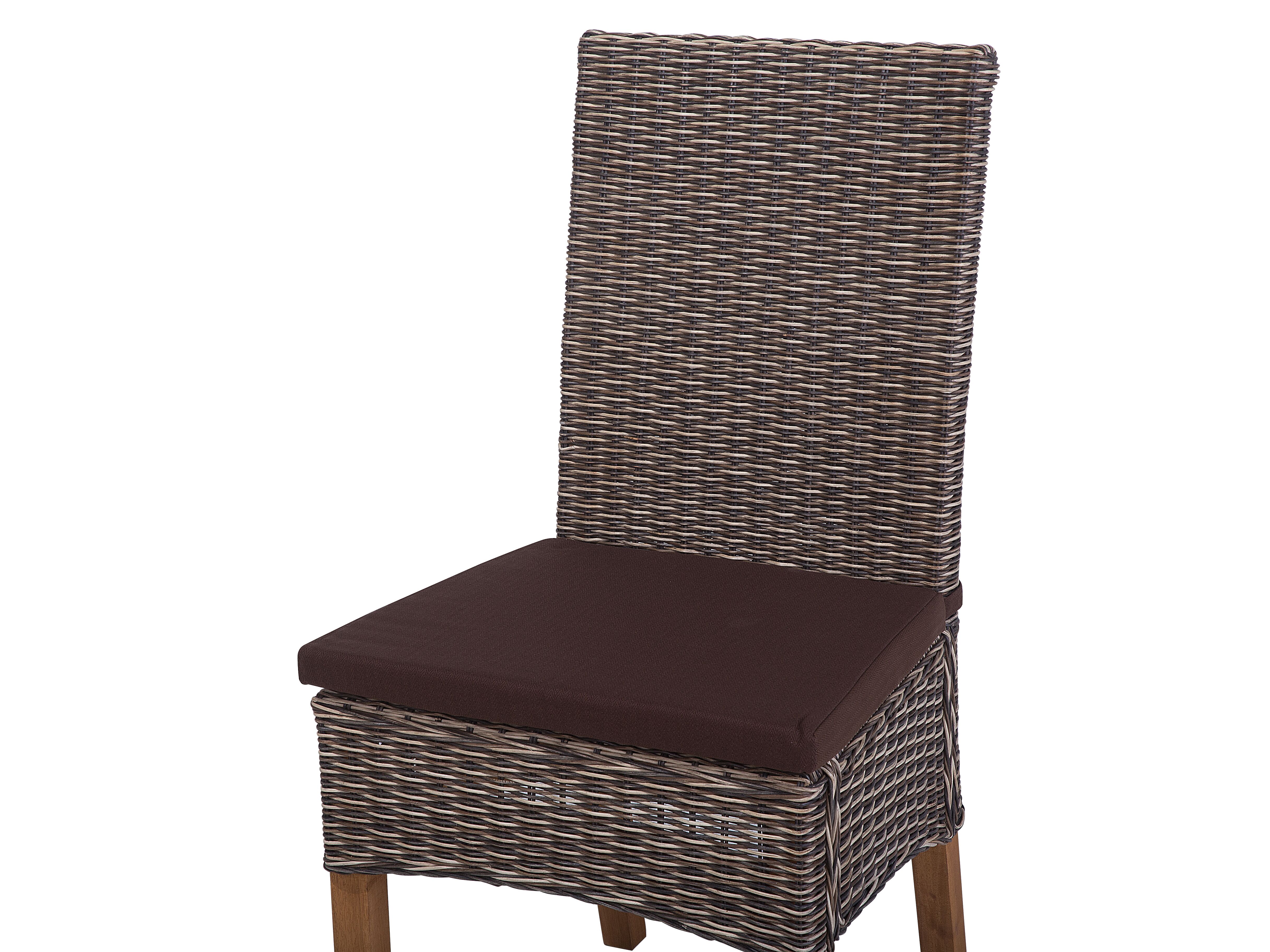 Set Of 2 Rattan Dining Chairs Brown Andes Beliani De