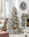 Künstlicher Weihnachtsbaum mit LED Beleuchtung schneebedeckt 210 cm weiß TATLOW_813192