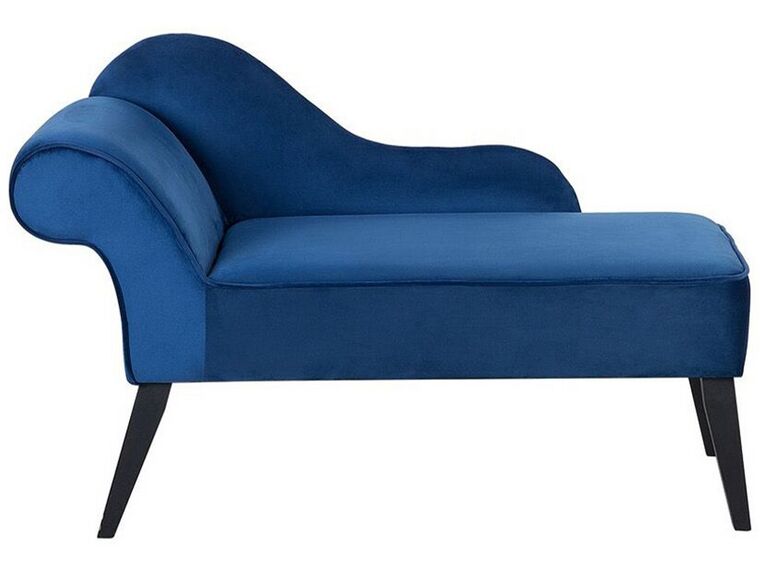 Chaise longue fluweel blauw linkszijdig BIARRITZ_733902