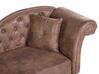 Right Hand Chaise Lounge Faux Suede Brown LATTES_738802