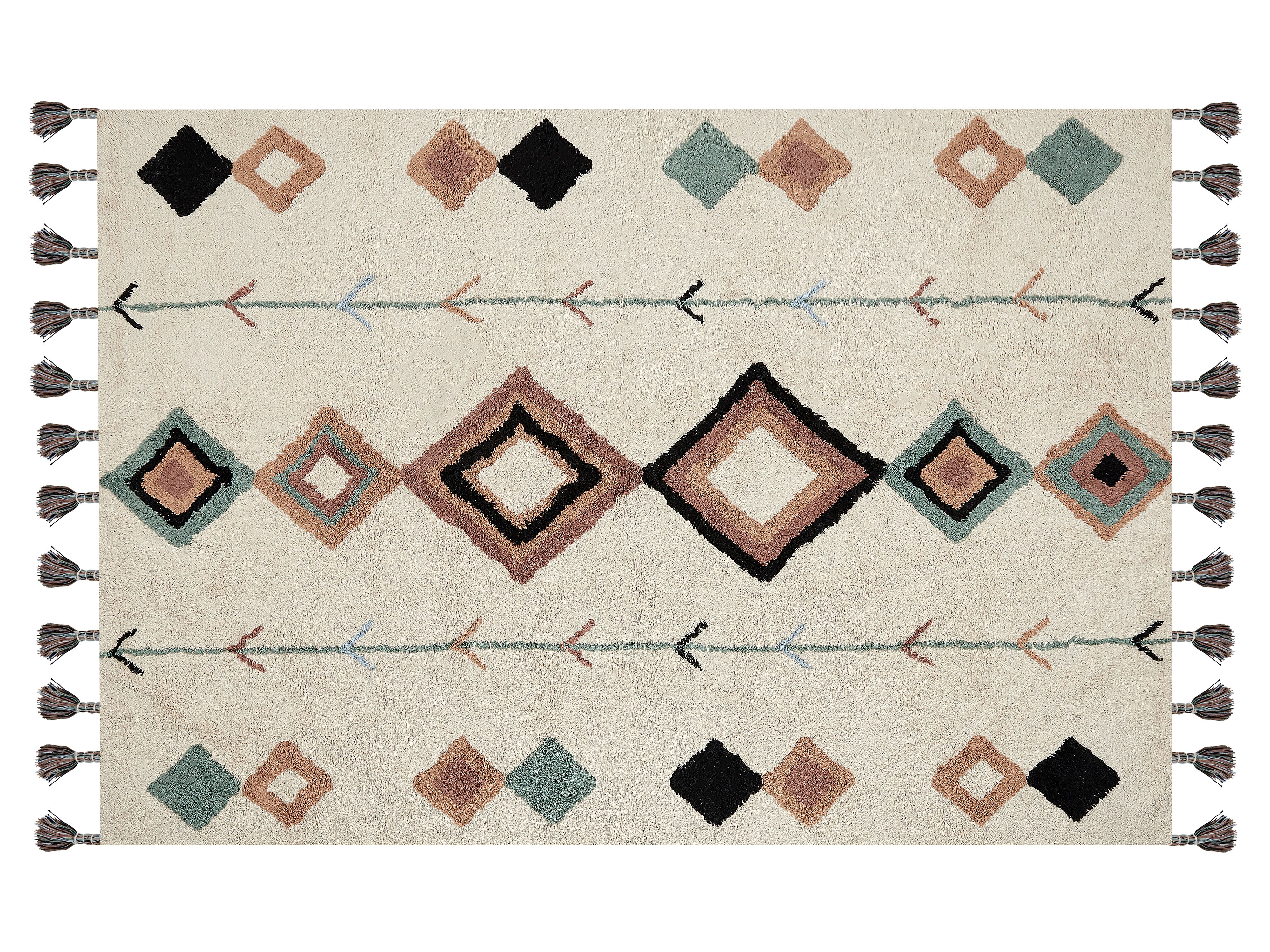 Teppich Baumwolle beige / mehrfarbig 140 x 200 cm geometrisches Muster  ESKISEHIR